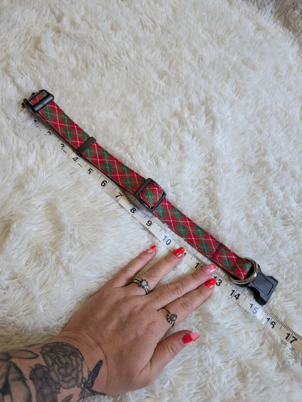Red And Green Tartan Plaid Medium Size Dog Collar Brand New Never Used